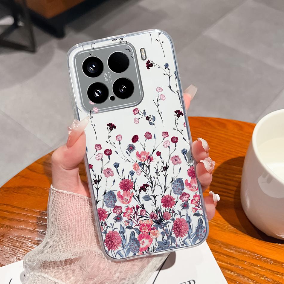 

Leisure Flower Case For Xiaomi 15 Pro Clear Phone Bags Colourful Soft Back Cover For Xiaomi15 15Pro Silicone Anti Drop Housing Xiaomi 15 Pro