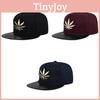 Stylish Maple Leaf Hip-hop Cap Adjustable Flat Top Sun Hat Breathable Wide Brim Cap Hh508-3 Navy Blue