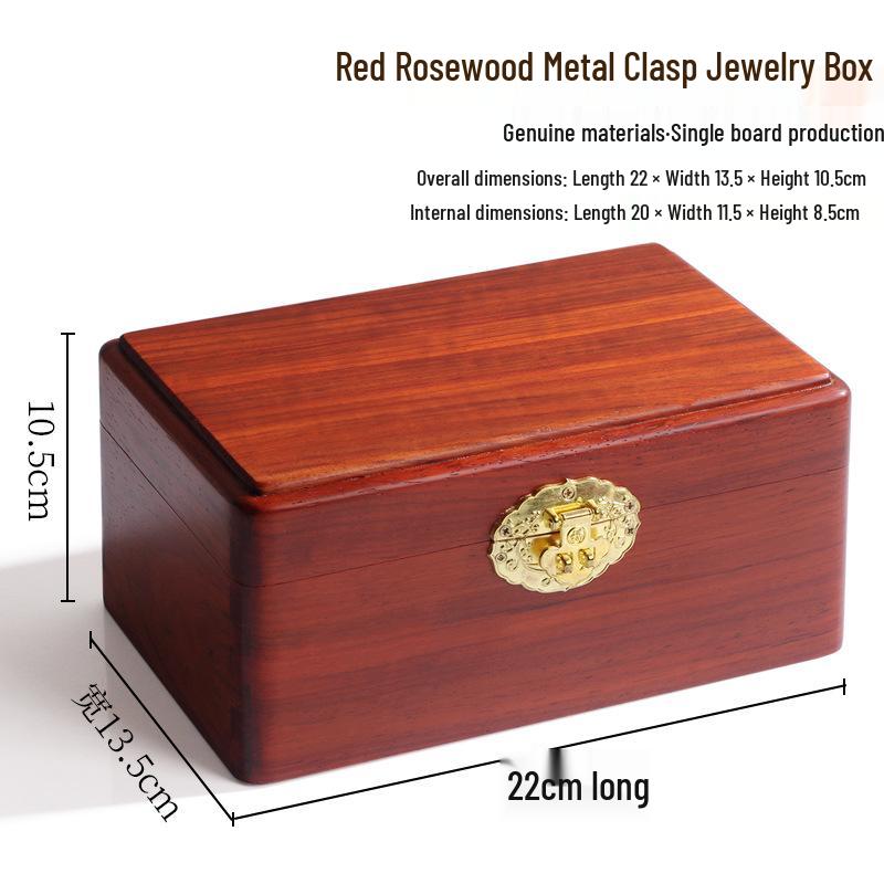 High-Grade Red Rosewood Jewelry Box with Mortise and Tenon Design
