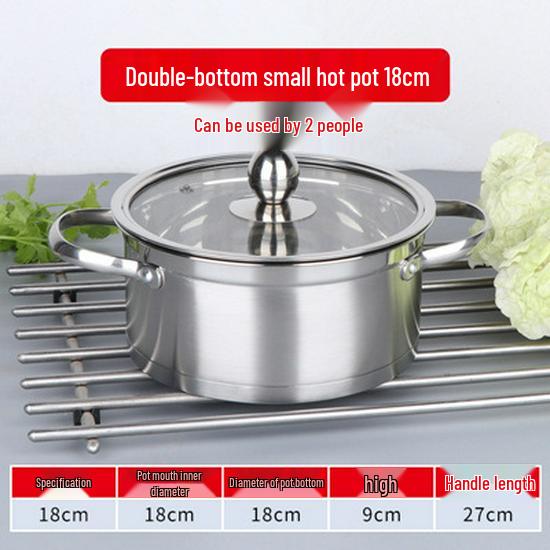 Stainless Steel Single-Serve Mini Hot Pot with Induction Compatibility and Extra Thick Design for One Person