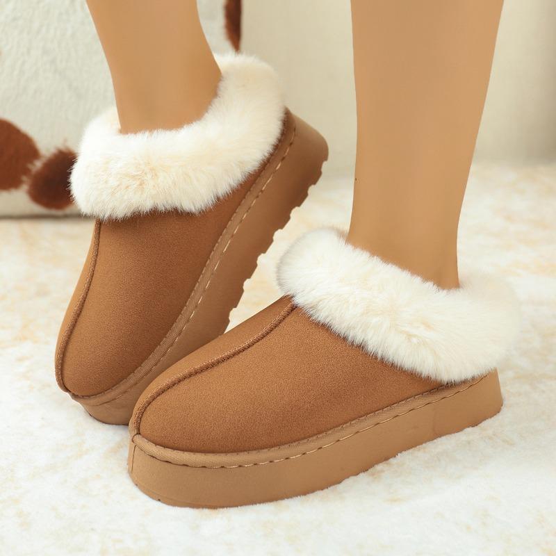 Fashion Platform Round Toe Wool Shoes Women's Outside Wear Autumn and Winter New Warm Fur Integrated Anti-slip Platform Snow Boots