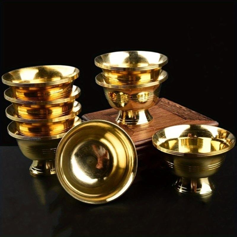 Pure Copper Drinking Bowl Brass Small Auspicious Tibetan Holy Creative Water Cup Tea  Golden Home's Gift Decorative Buddhist