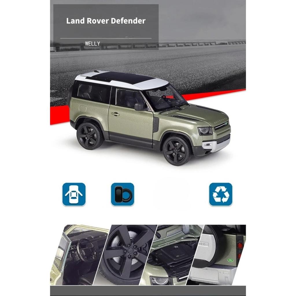 WELLY 1/26 Land Rover Defender 2020 Alloy Car Diecasts & Toy Vehicles Car Model Miniature Scale Model Car Toy for Children