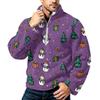 Men's Christmas Print Flannel Zip-Up Sweatshirt with Stand Collar, Plus Size Casual Top for Fall Winter