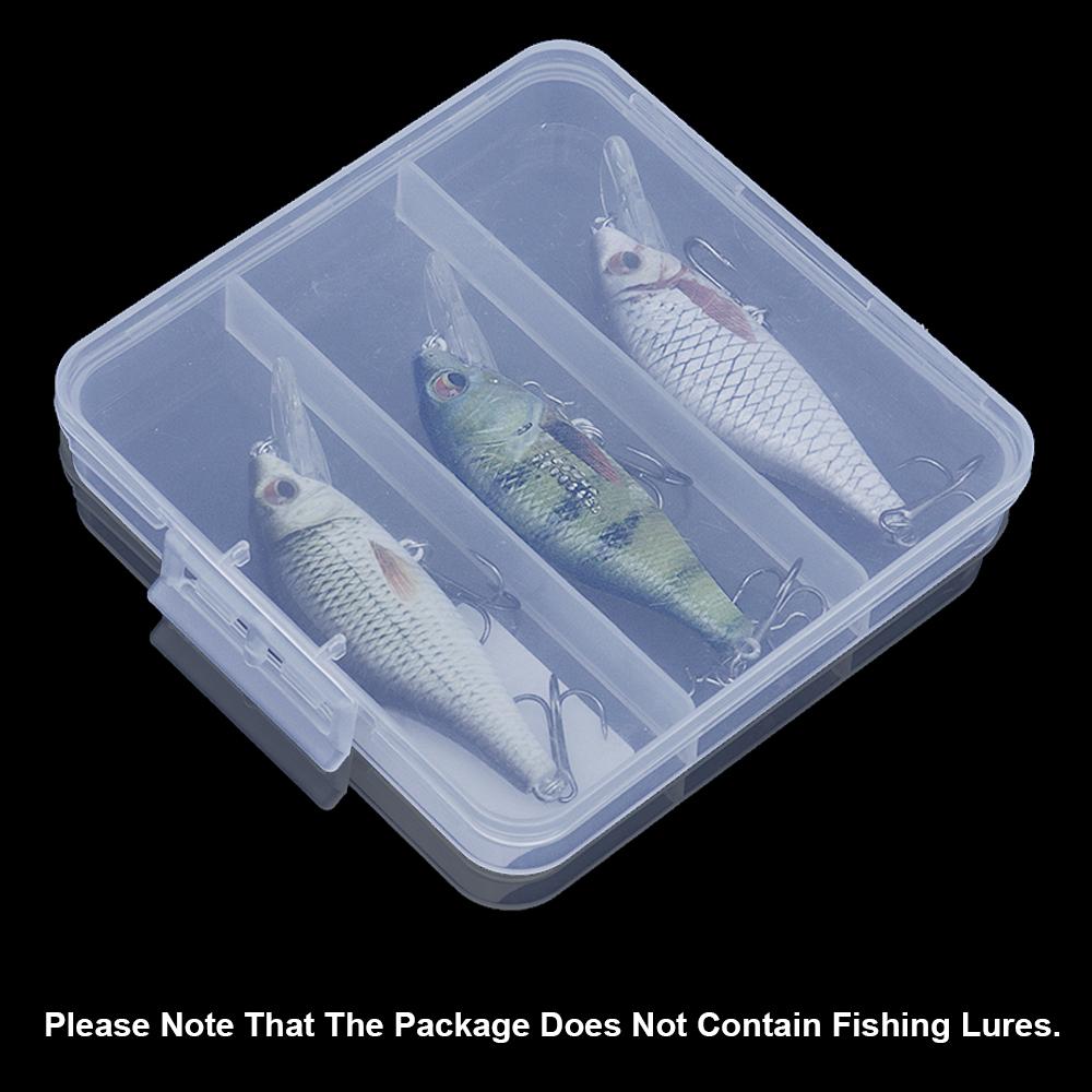 Boîte de Pêche en Plastique Transparent Super Robuste 3 Compartiments Pour Leurres Hameçons Boîte Organisateur Portable pour Wobblers