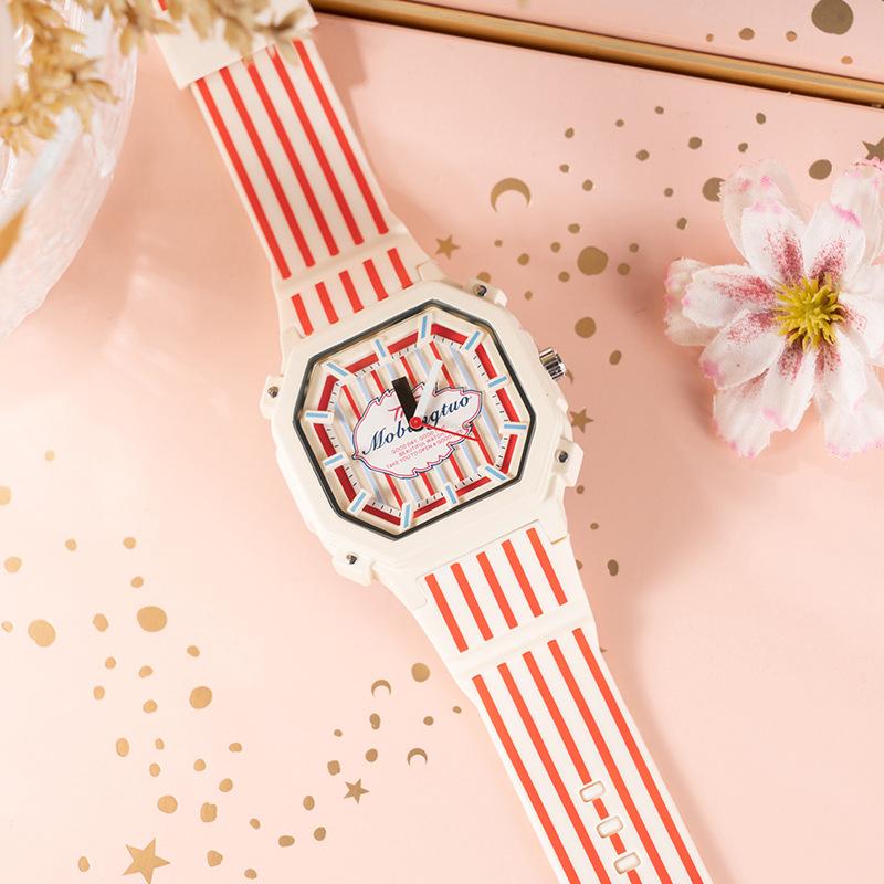 Large Dial Dopamine Trend Student Sports Watch Fashion Silicone Waterproof Ladies Watch