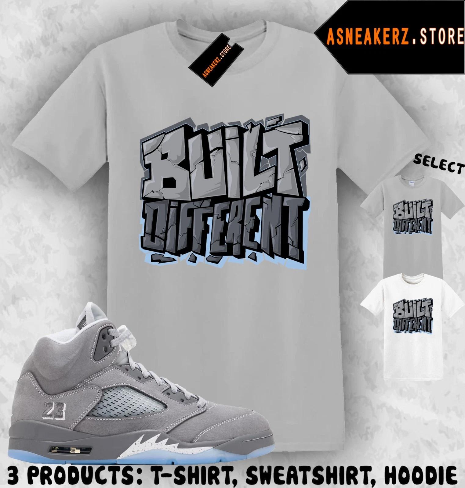 Рубашка в тон кроссовкам AJ 5 Wolf Grey 2026, футболка в тон, футболка  Built Different 4XL