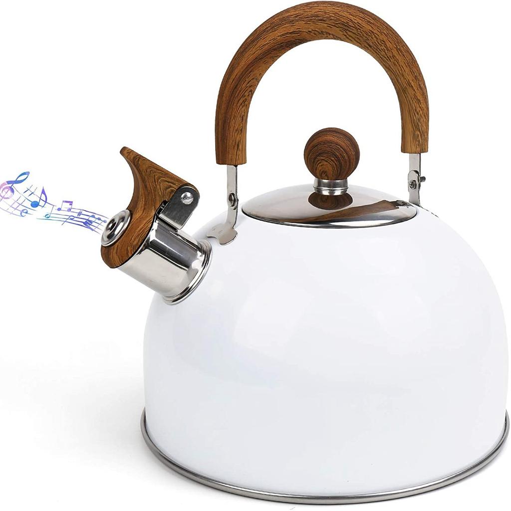 Stainless Steel Teapot 2.5L Whistle Teapot Water Bottle With Wooden Heat Resistant Graphic Handle