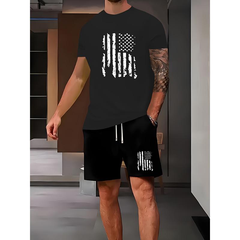 Men's Casual Outfit Set Yellow Duck Print Men's T-shirt & Beach Shorts Set Summer Short-sleeved Street Fashion Sports Shorts