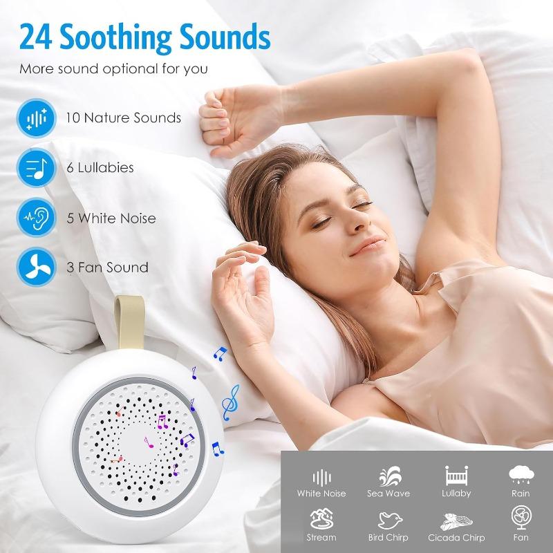 White Noise Machine, Portable Sound Machine for Baby Adult with Volume Control and Timing, 24 Soothing Sound, Noise Canceling for Sleeping,