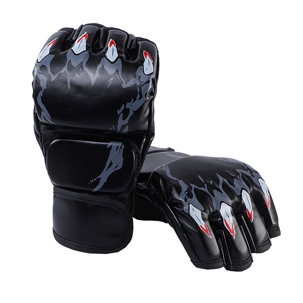 1 Pair Boxing Gloves Half Finger Kickboxing Gloves Sparring Punching Gloves for Men Women Adults
