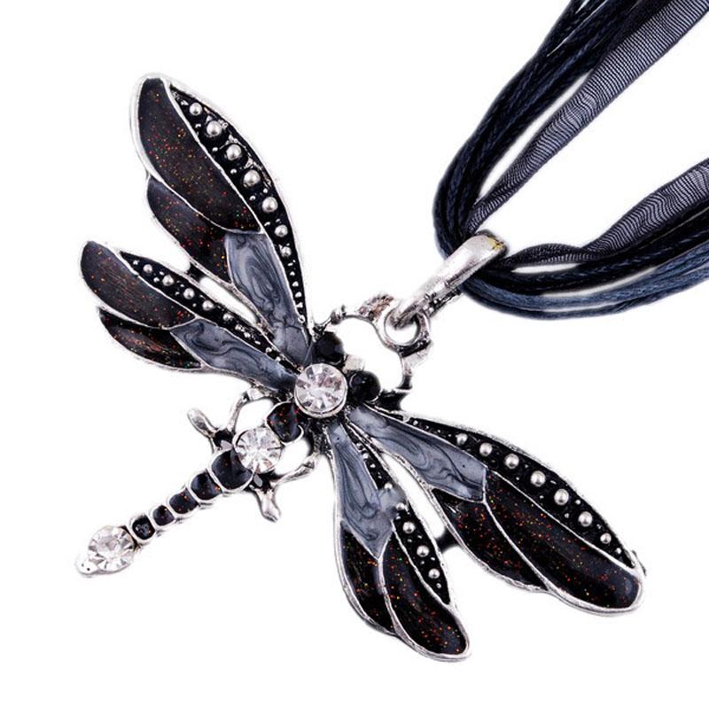 SUMENG New ParagraphWomen Crystal Dragonfly Ribbon Casual Pendant Necklace For Women Ewelry 2024 Gifts