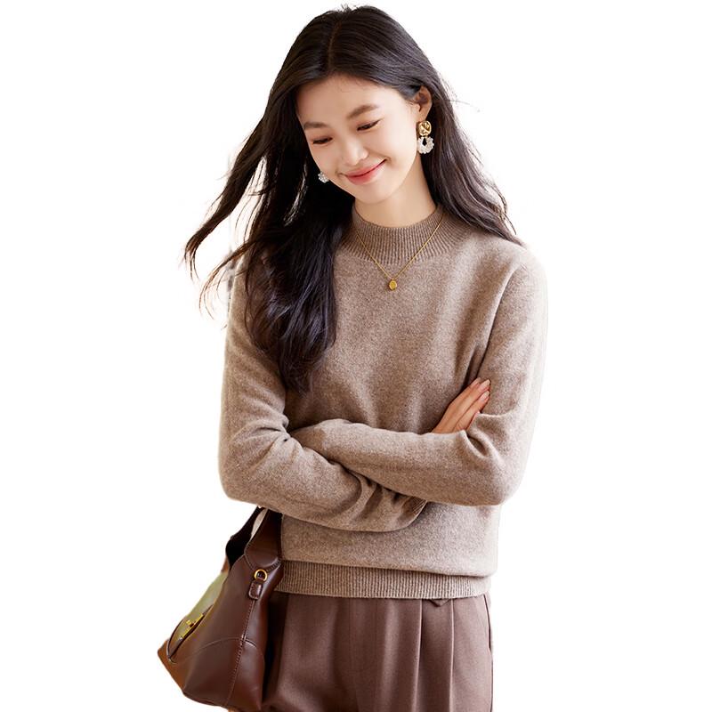 Women's 100% Pure Wool Semi-Turtleneck Thermal Sweater