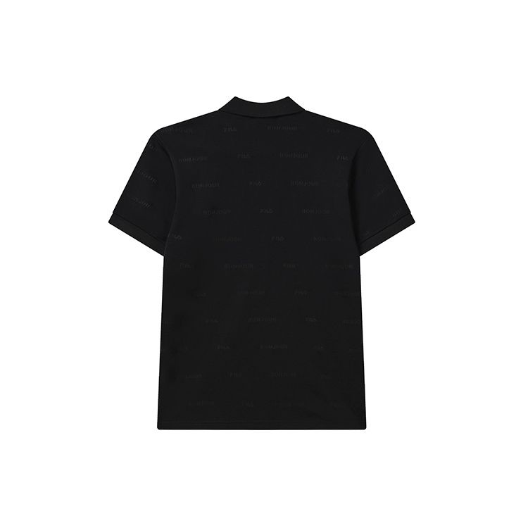 Fila Solid Color Logo Sports Knit Polo Shirt Men Tops Black F11M228106F-BK