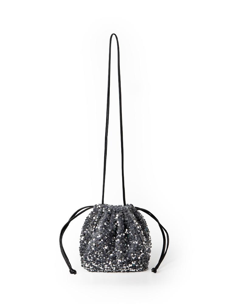 Fashion Trend Sequined Shoulder Bag Women's Bag New Niche Shiny High-end Feeling Drawstring Crossbody Bag Women