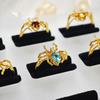 Gold Spider Setting S925 Sterling Silver Ring with Natural Topaz, Opal, Garnet, and Citrine Teardrops