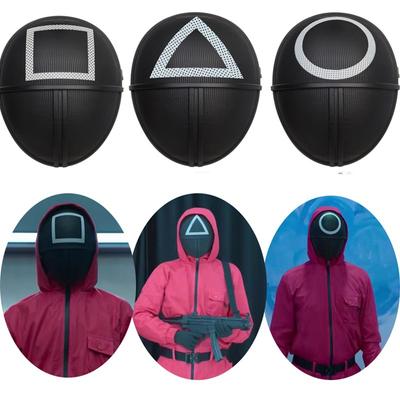 Juego de calamar, máscara de disfraz para Cosplay, círculo cuadrado, ropa triangular, máscaras de Halloween, cara completa, accesorio de disfraz de fiesta para adultos Unisex