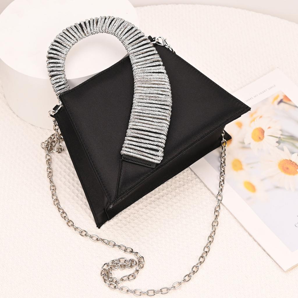 New women's bag bring diamond-encrusted French fairy bag super flash rhinestone trapezoidal bag shoulder messenger handbag