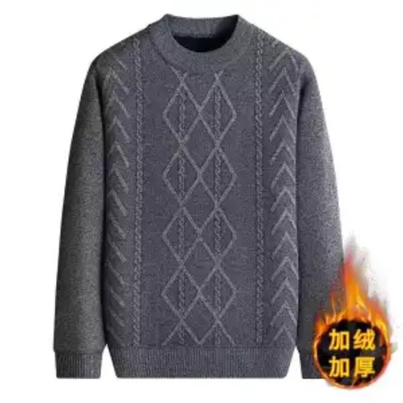 Pullover Herren Herbst Winter Neuer Stil Samt Verdickt Warm Rundhals Langärmlig Gestrickt Jung Mittelalterlich Unterzieh-Tops