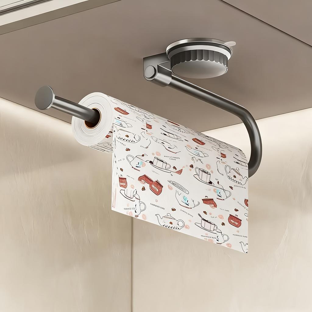 1pc Multifunctional Rotating Suction Cup Tissue Holder - No-Drill Wall-Mounted Aluminum Roll Dispenser, Suitable for Towels