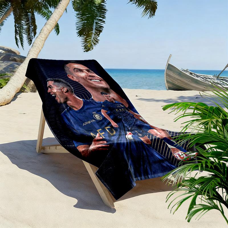 Rivalry Field: Messi vs Ronaldo beach towel Beach towel for vacation photos beach Absorbent bath towel Outdoor pool towel seaside