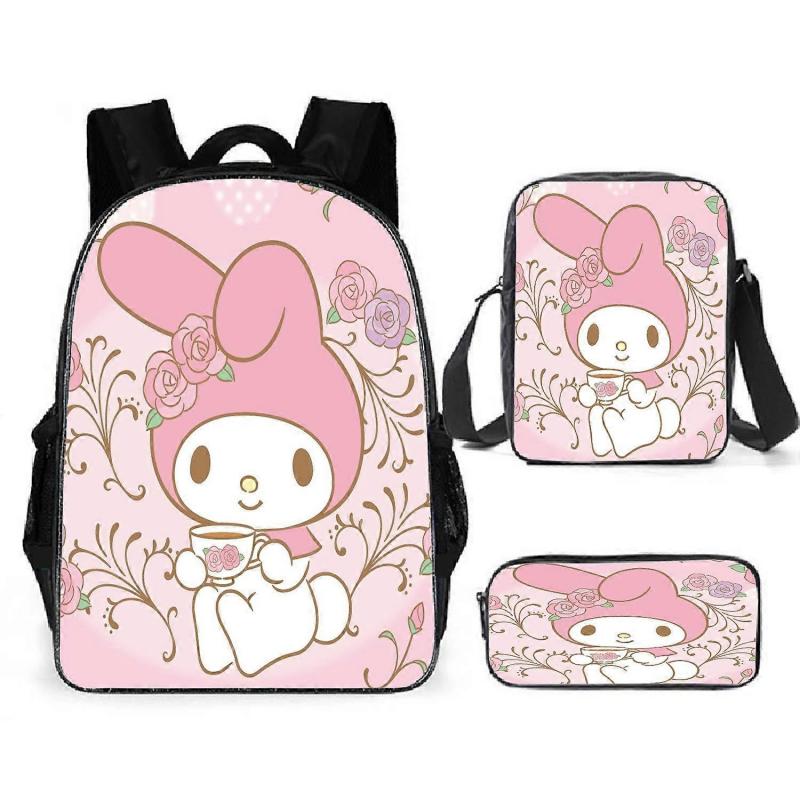 Kuromi schoolbag elementary and middle school student backpack large capacity casual lightweight backpack cartoon shoulder bag pencil case pen bag  45