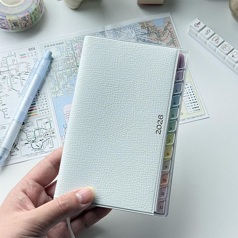 

Календарний Зошит Щоденник 2026 Планувальник З Райдужним Шкіряним Розкладом Високоцінний Місячний Тижневий План Робочі Нотатки A1