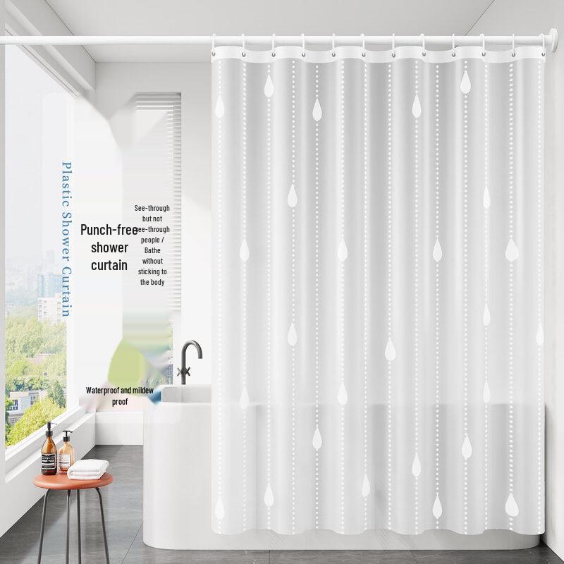 LIEI No-Drill Waterproof Shower Curtain