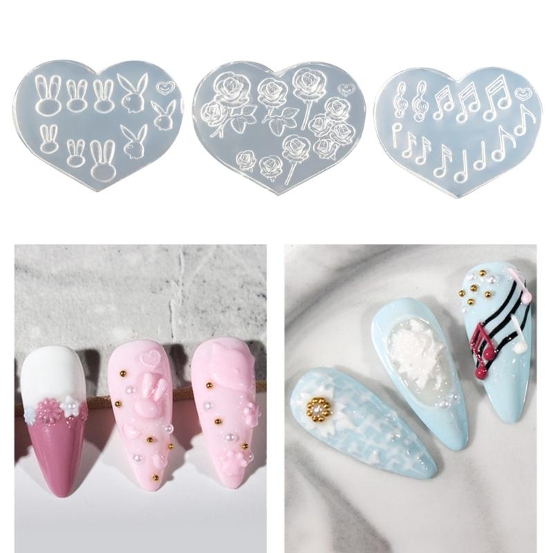 Silicone Nail Art Handicrafts Moulds DIY Nail Tools Accessories Nail Carving Molds Silicone Material for Nail Decoration