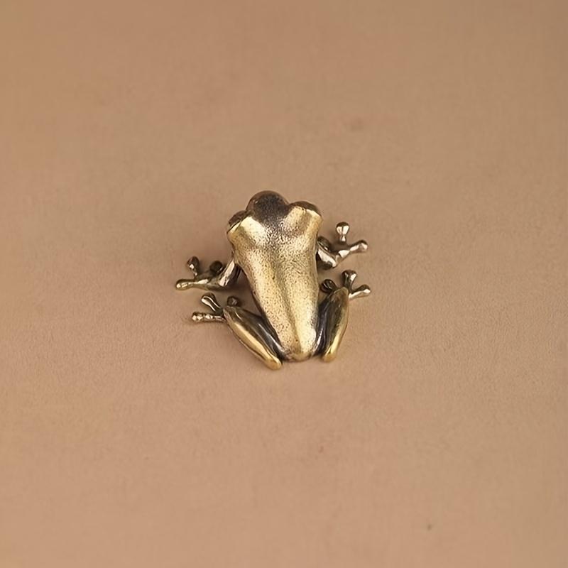 1pc Vintage Brass Frog Figurine - Decorative Golden Toad for Home, Office, or Car - Ideal for Tea Ceremony & Animal Lovers, Tea Pet Decor