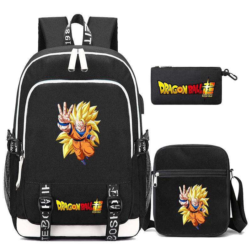 3Pcs/set Dragon Ball Printed Bag Laptop Backpack Messenger Bag for Girl Boy Teenager Schoolbag Men Women Leisure Travel Leisure Bag Rucksack Mochila