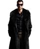 Winter fur integrated jacket men's imitation fur long leather jacket imitation rabbit hair mink coat, slim fur collar medium thickening
