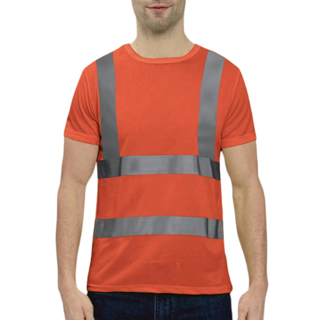 Men's Round-neck Quick-drying Reflective Outdoor Construction Environmental Sanitation Safety Building Labor  Reflective Work Clothes Short-sleeved To