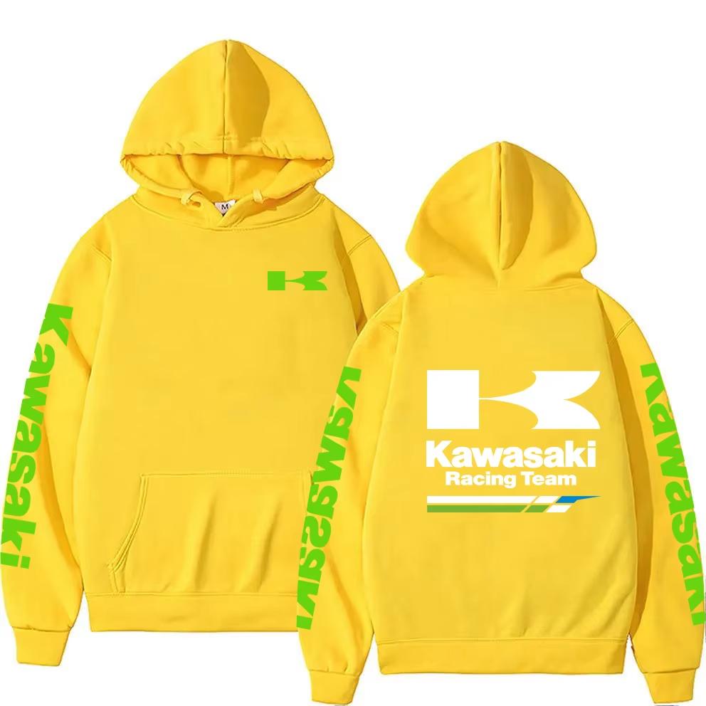 Women's Casual Fashion Pullover Couple Street Sweatshirts Spring and Autumn Men's Kawasaki Motorcycle Logo Print Sports Hoodies