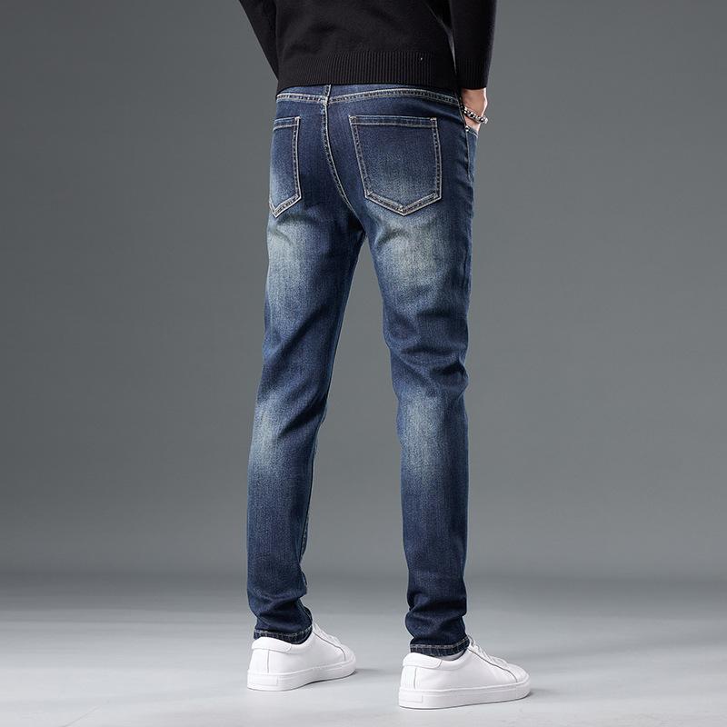 JYL Autumn vintage jeans men's narrow elastic fashion nostalgia.