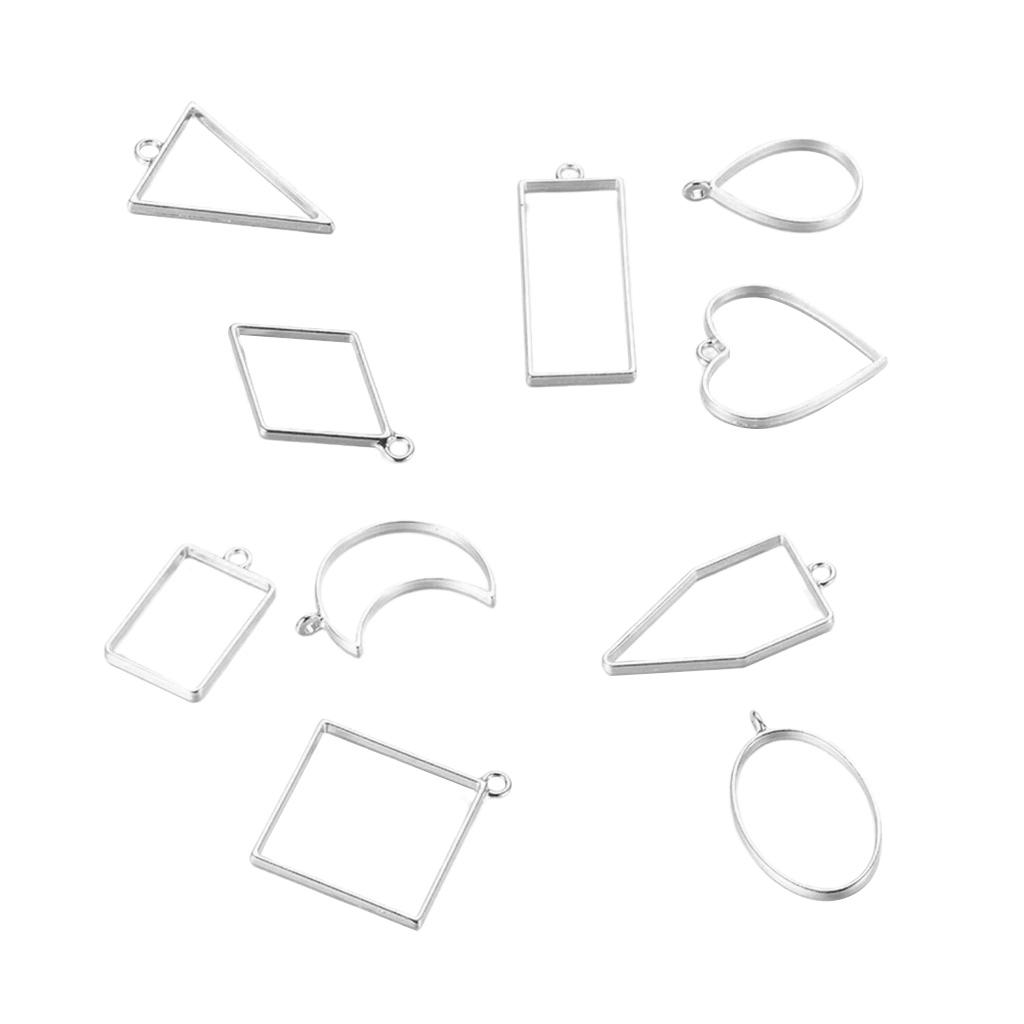 10ks smíšených geometrických přívěsků na zavěšení na šperky Hledání Crafts Silver