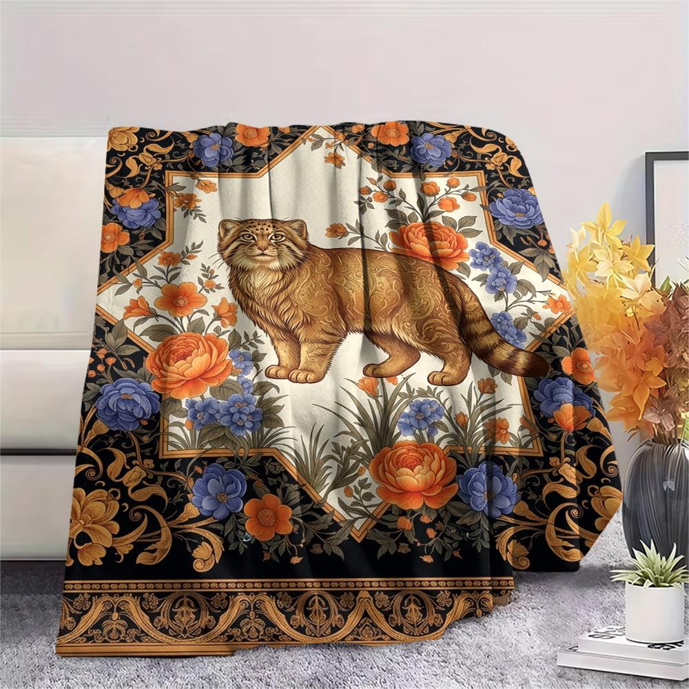 1 Stück Folk Art Druck Flanell Decke, Hohe Qualität, Bequem für Alle Jahreszeiten, Heimdekoration, Wärme und Komfort