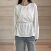 New Arrivals Open Run Women Classic Waiststrap Loose Fit Roundneck Blouse