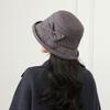 Ladies Woolen Basin Hat Mom Elegant Bow Fisherman Hat Warm Grandma Hat