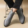 New Gray Chelsea Boots for Men Flock Business Men Ankle Boots Cowboy Boots Handmade Men Size 38-46 Zapatos De Hombre