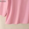 ZANZEA Women Casual V-Neck Solid Color 3/4 Sleeve Blouse
