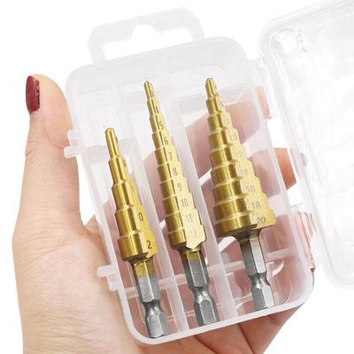3 pces 3-12mm 4-12mm 4-20mm hss reta sulco passo broca titânio revestido de madeira metal buraco cortador núcleo cone ferramentas de perfuração conjunto