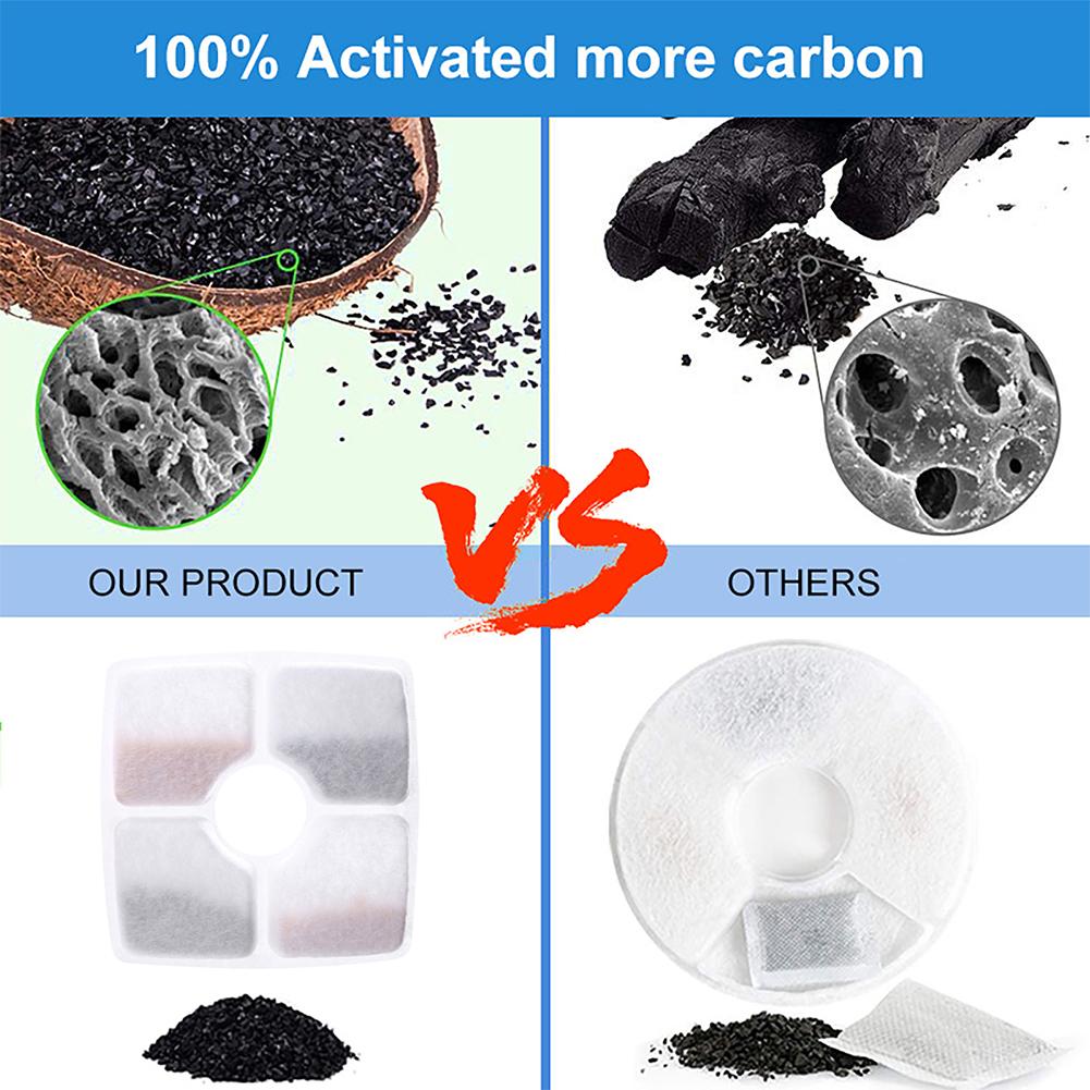 4/6/8/12 Pcs Activated Carbon Replace Filter Triple Filtration Cat Water Fountain Filters for Pet Cat Dog Fountain Dispenser