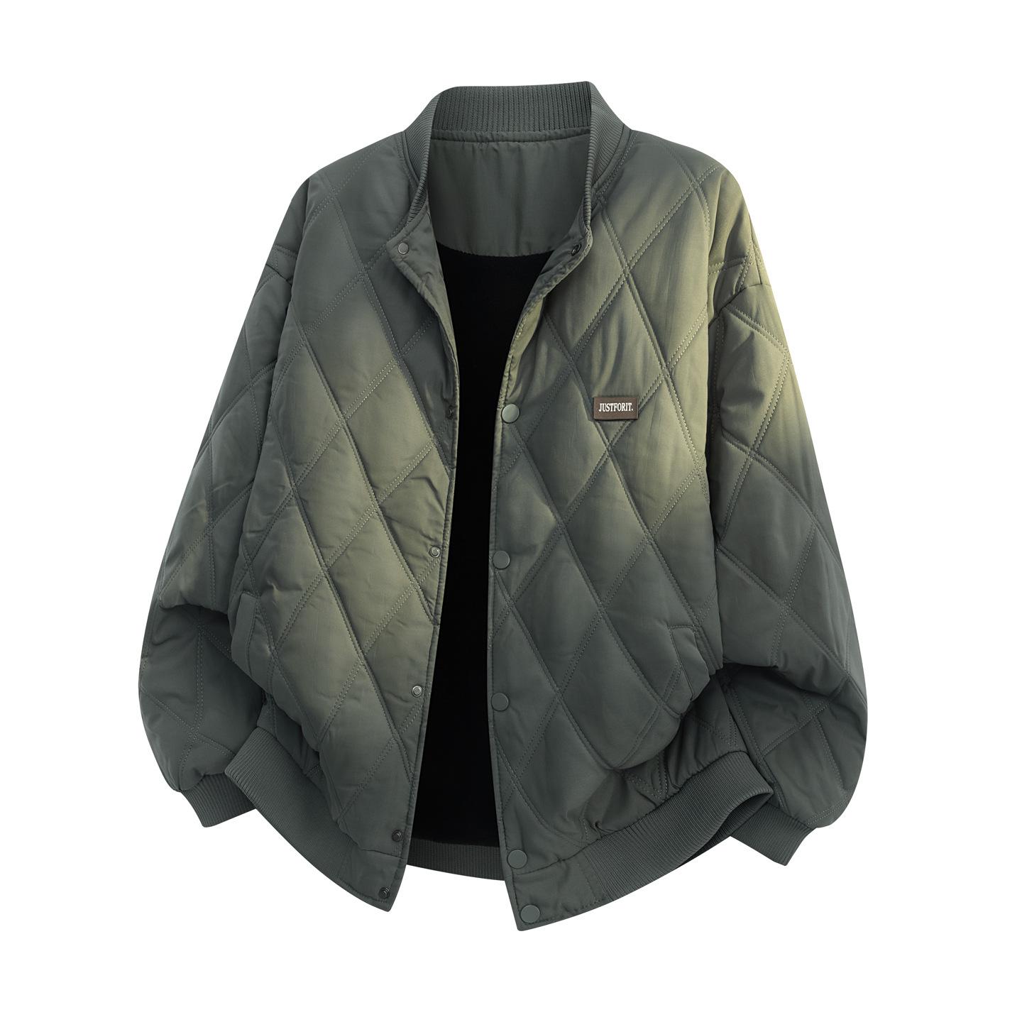 

Мужская стеганая куртка ACU с ромбовидным узором | Хлопковый вельветовый бейсбольный верх 2026 Осенний тренд XL светло-зеленый