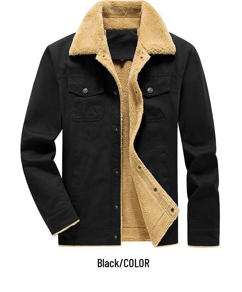 Men's Fleece-Lined Multi-Pocket Jacket: Warm Cotton and Nylon for Autumn and Winter