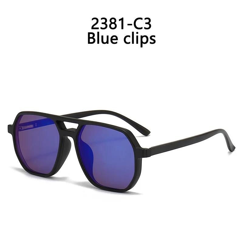 Large Frame Polarized Myopia Sunglasses 6 In 1 Prescription Magnetic Clip Men Women Glasses Optical Eyewear -0.5 To -6.0