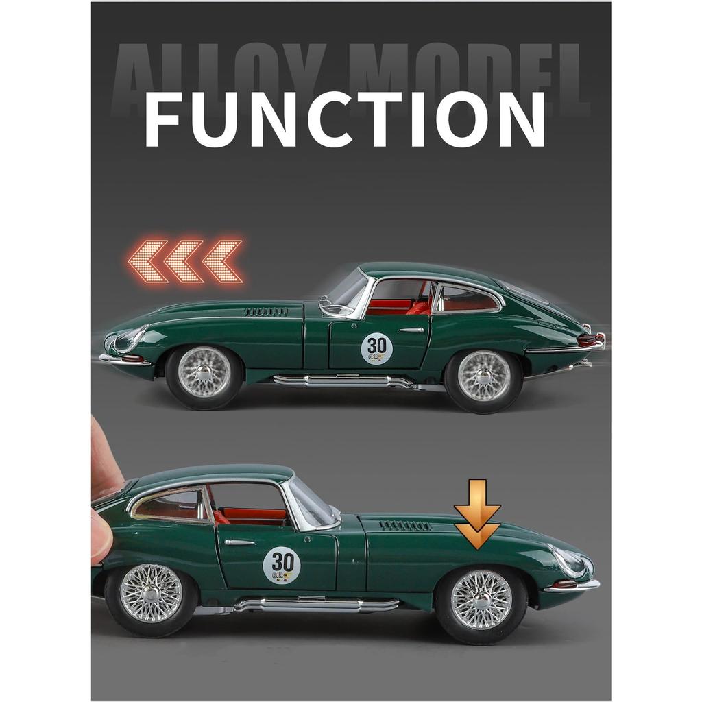 NEW 1/24 Jaguars E-Type Alloy Car Model Sound and Light Pull Back Children's Toy Collectibles Birthday Gift