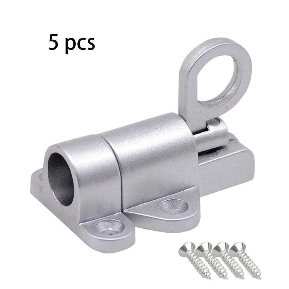 

5 шт. Алюминиевый цинковый сплав пружинный дверной болт самозакрывающийся замок пряжка для оконных ворот защитные окна серебряный