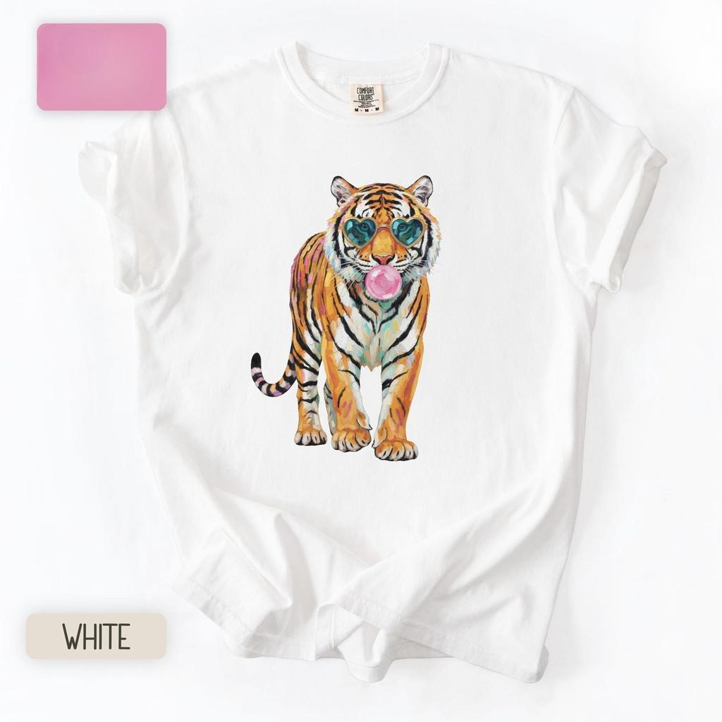 Tiger Comfort Colors Shirt Cute Animal Print Tee Harajuku Fashion Tiger Graphic T Shirts Unisex Streetwear Gift Cotton TShirt
