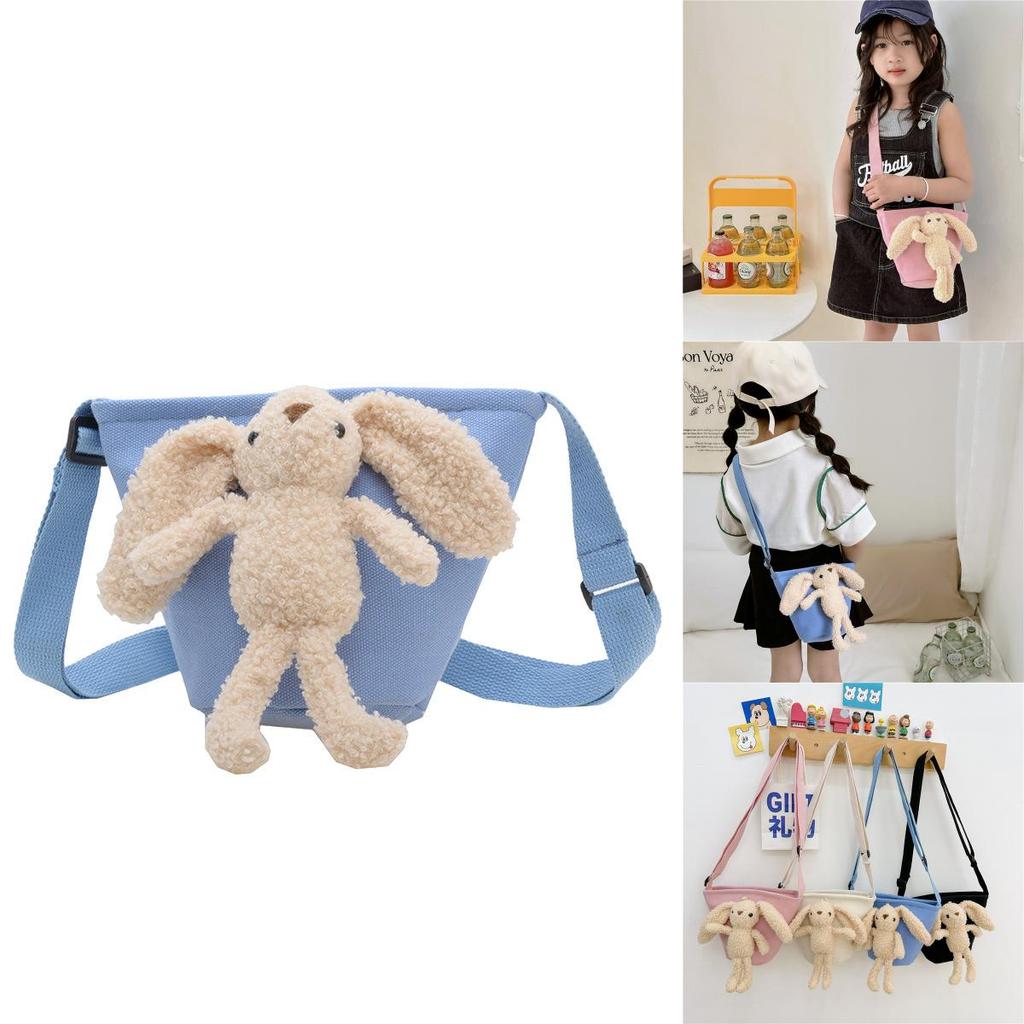 Adorable Korean Style Children's Bear Crossbody Bag Cute Canvas Purse For Girls